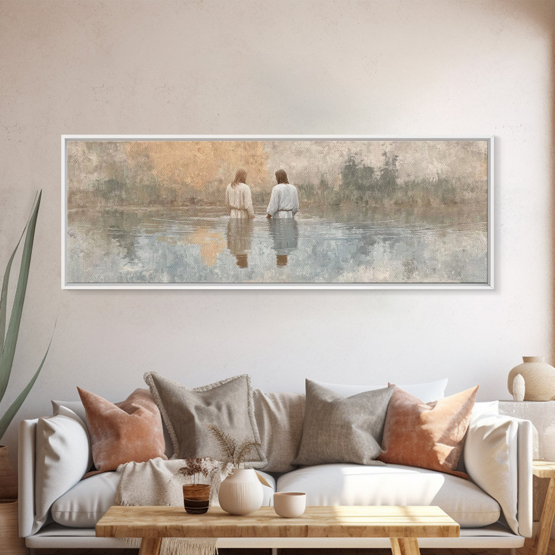 Quiet Benediction | Framed Canvas Print | Christian Wall Art | Jesus Painting | Panoramic Print | Christian Art Gift | Christmas Canvas Wal