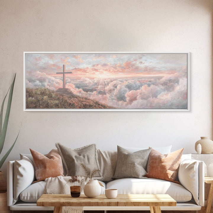 Cloudrise Redemption – Framed Canvas Print – Christian Wall Art – Christian Art Canvas – Panoramic Art – Christian Gift