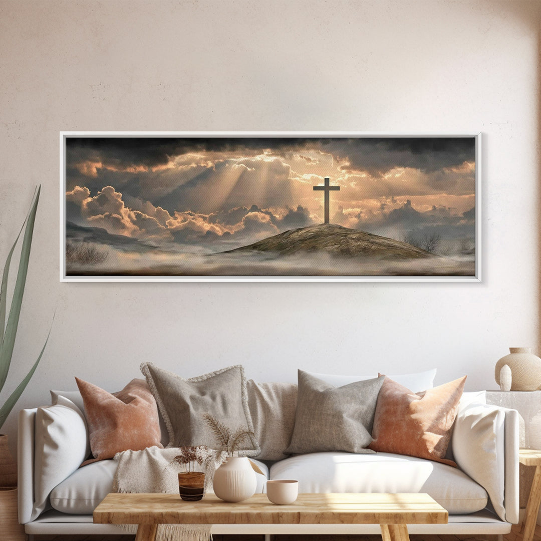 Lamb Of Grace – Framed Canvas Print – Christian Wall Art – Christian Art Canvas – Panoramic Painting – Christian Decor