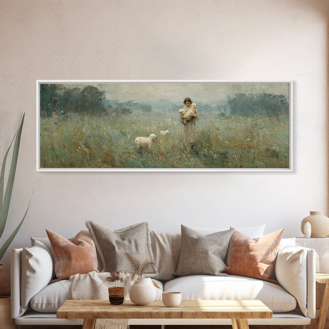 Field Of Compassion – Framed Canvas Print – Christian Art Canvas – Christian Christmas Art – Jesus Painting – Panoramic Frame – Christian D