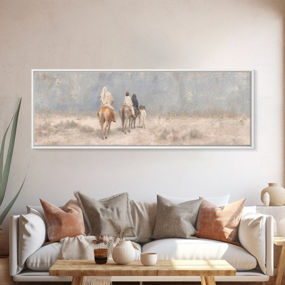 Quiet Exile Road – Framed Canvas Print – Christian Art Canvas – Panoramic Painting – Christian Wall Art – Christmas Art – Christian Home De