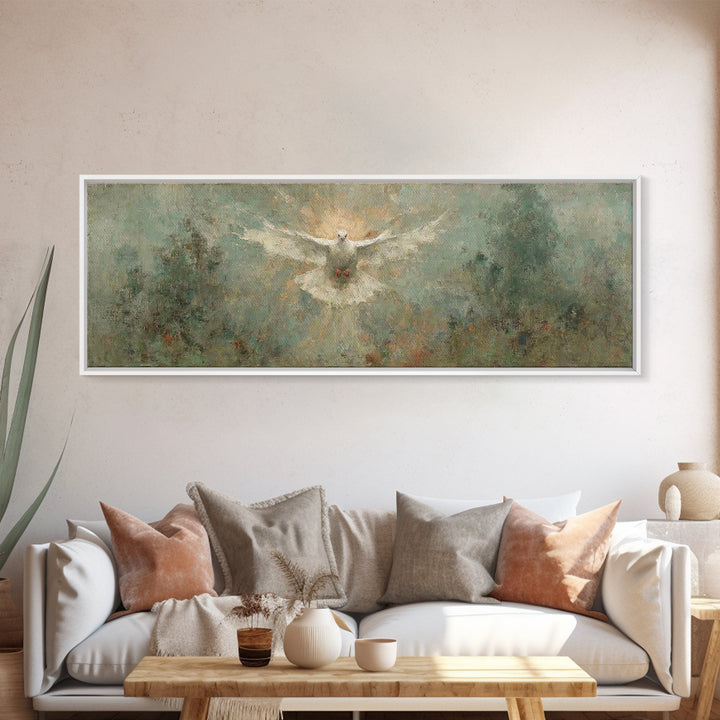 Glory Of The Spirit, Framed Canvas Print, Christian Wall Art, Panoramic Art, Christian Art Canvas, Christian Christmas Art, Christian Paint