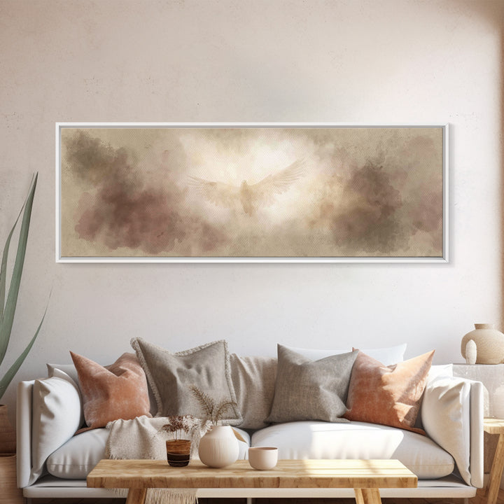 Holy Light Ascension | Framed Canvas Print | Christian Art | Panoramic Wall Art | Christian Canvas | Christmas Art | Christian Painting
