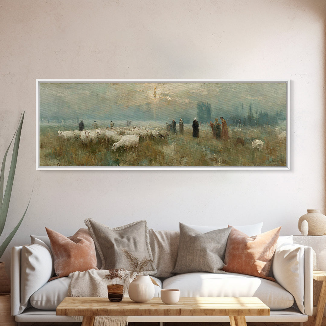 Sunset Promise Path - Framed Canvas Print - Christian Art Canvas - Panoramic Painting - Christian Wall Art - Jesus Painting - Christian Chr