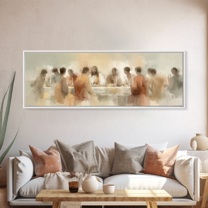 Evening Grace Table | Framed Canvas Print | Jesus Canvas Art | Christian Wall Art | Panoramic Wall Art | Christian Art Print