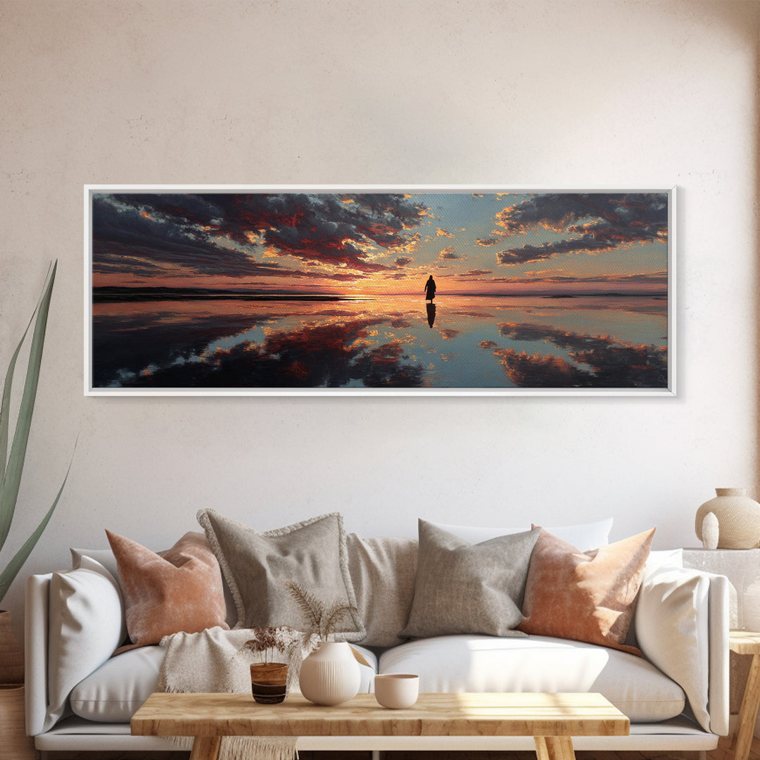 Silent Meadow Watch | Framed Canvas Print | Christian Wall Art | Panoramic Art | Christian Art Canvas | Christmas Art | Jesus Painting