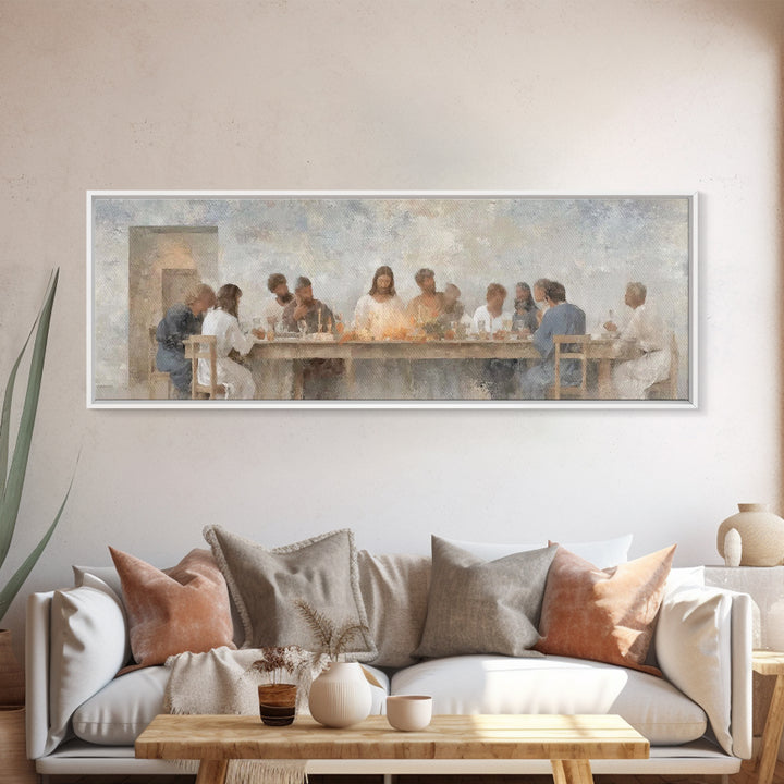 Sacred Table Harmony – Framed Canvas Print – Christian Wall Art – Panoramic Art – Christian Art Canvas – Jesus Painting