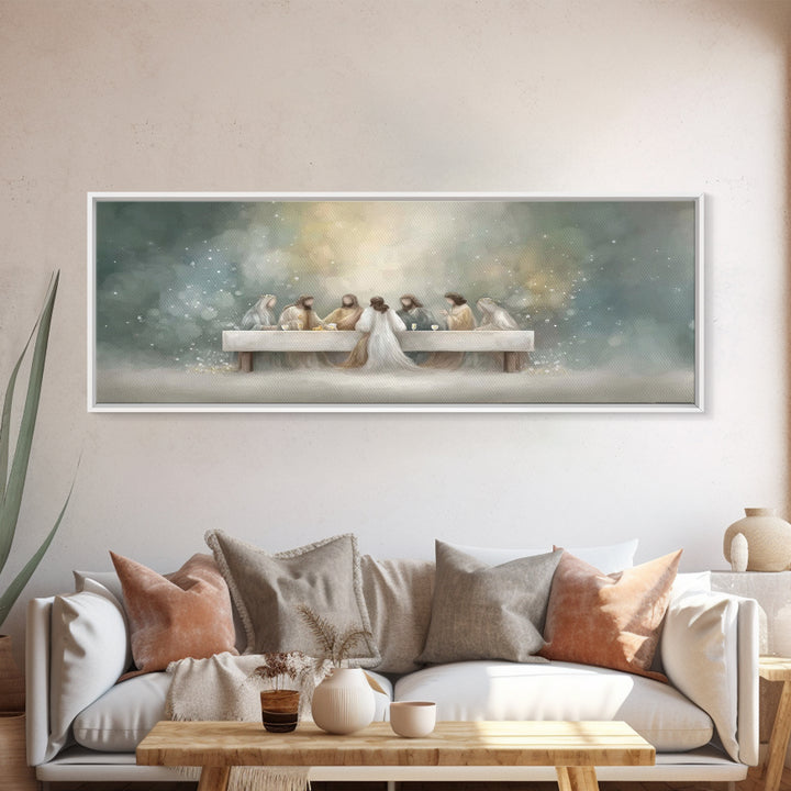 Heavenly Fellowship Light – Framed Canvas Print – Jesus Painting – Christian Art Canvas – Panoramic Art – Christian Wall Art