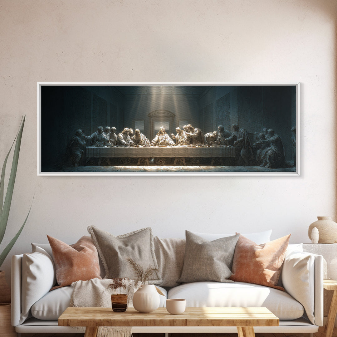 Quiet Covenant Moment, Framed Canvas Print, Panoramic Painting, Christian Art Canvas, Jesus Wall Art, Christian Art Print