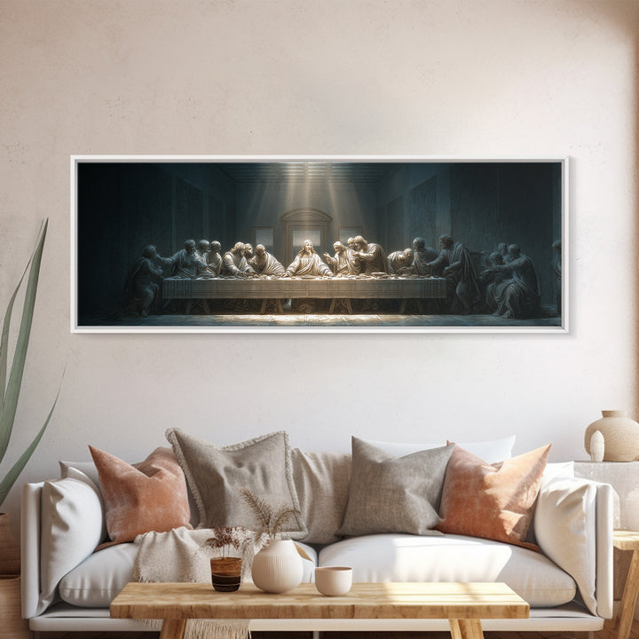 Quiet Covenant Moment, Framed Canvas Print, Panoramic Painting, Christian Art Canvas, Jesus Wall Art, Christian Art Print