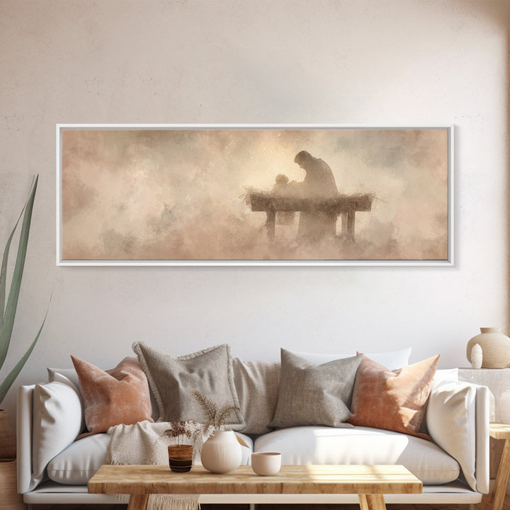 Divine Child Rest | Framed Canvas Print | Christian Wall Art | Panoramic Wall Art | Christian Art Canvas | Christmas Art | Jesus Painting