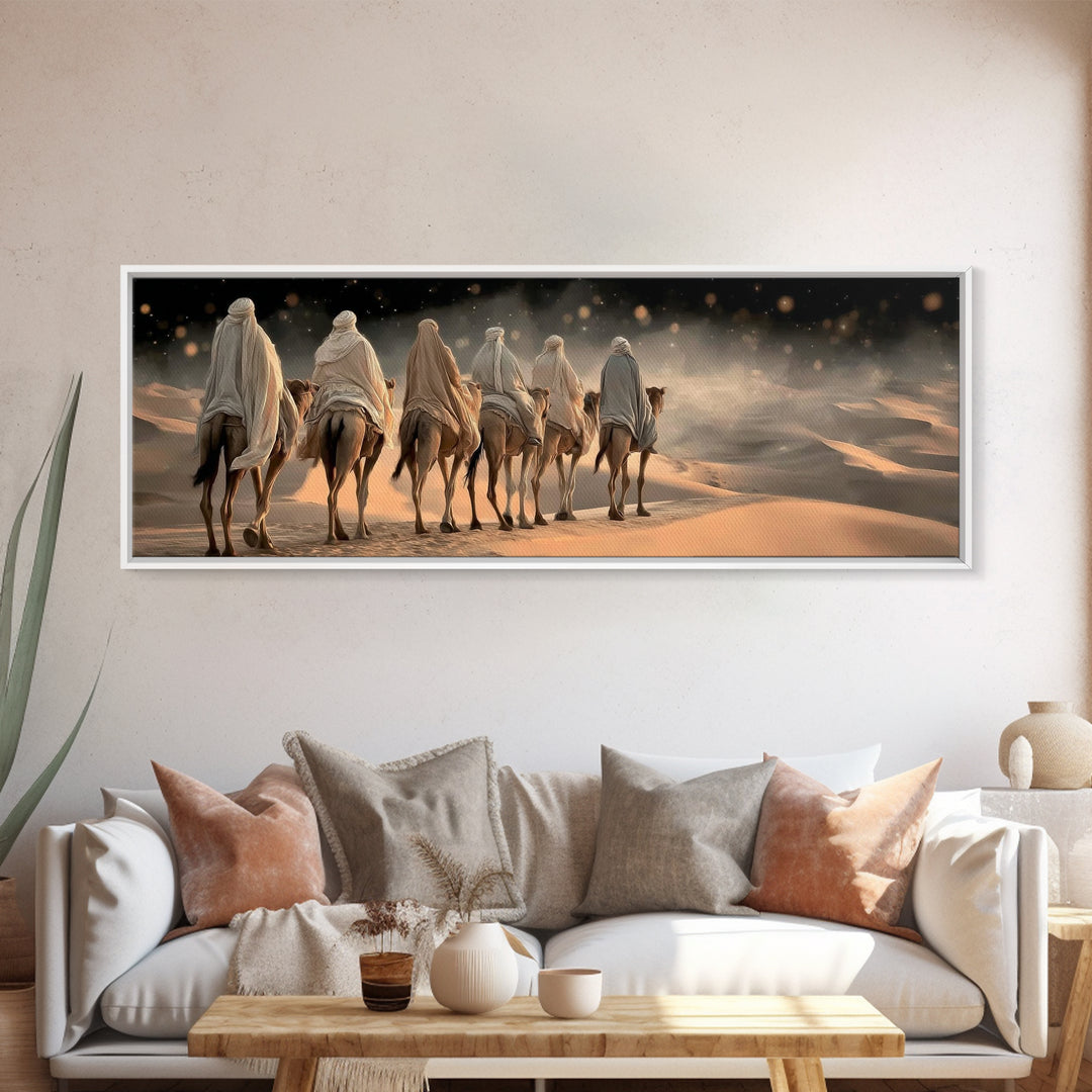 Desert Star Path | Framed Canvas Print | Christian Wall Art | Panoramic Painting | Christian Art Canvas | Christmas Art | Jesus Art Print
