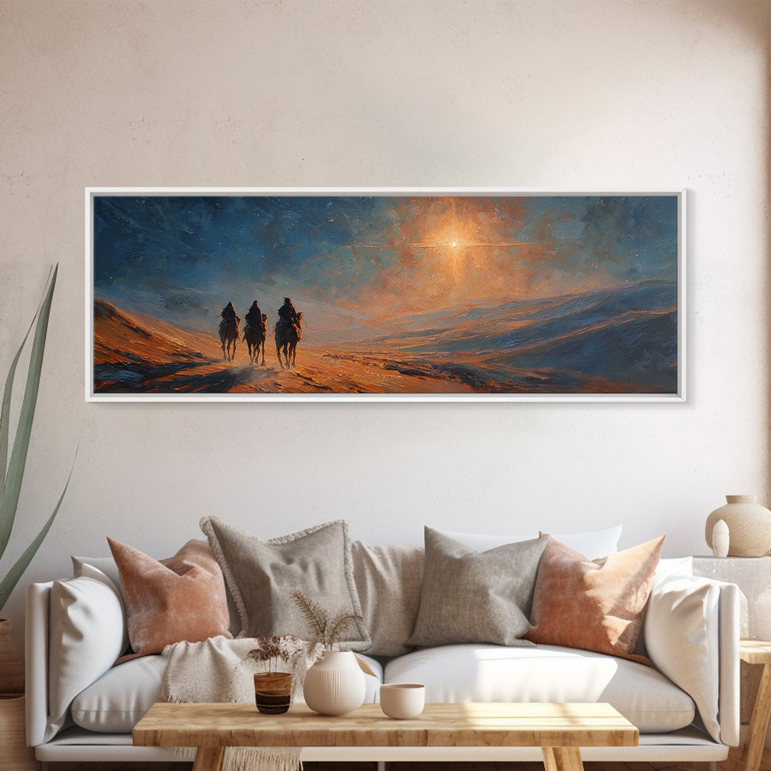 Three Kings Ascent | Framed Canvas Print | Christian Wall Art | Panoramic Art | Christian Art Canvas | Jesus Christmas Art | Christmas Deco