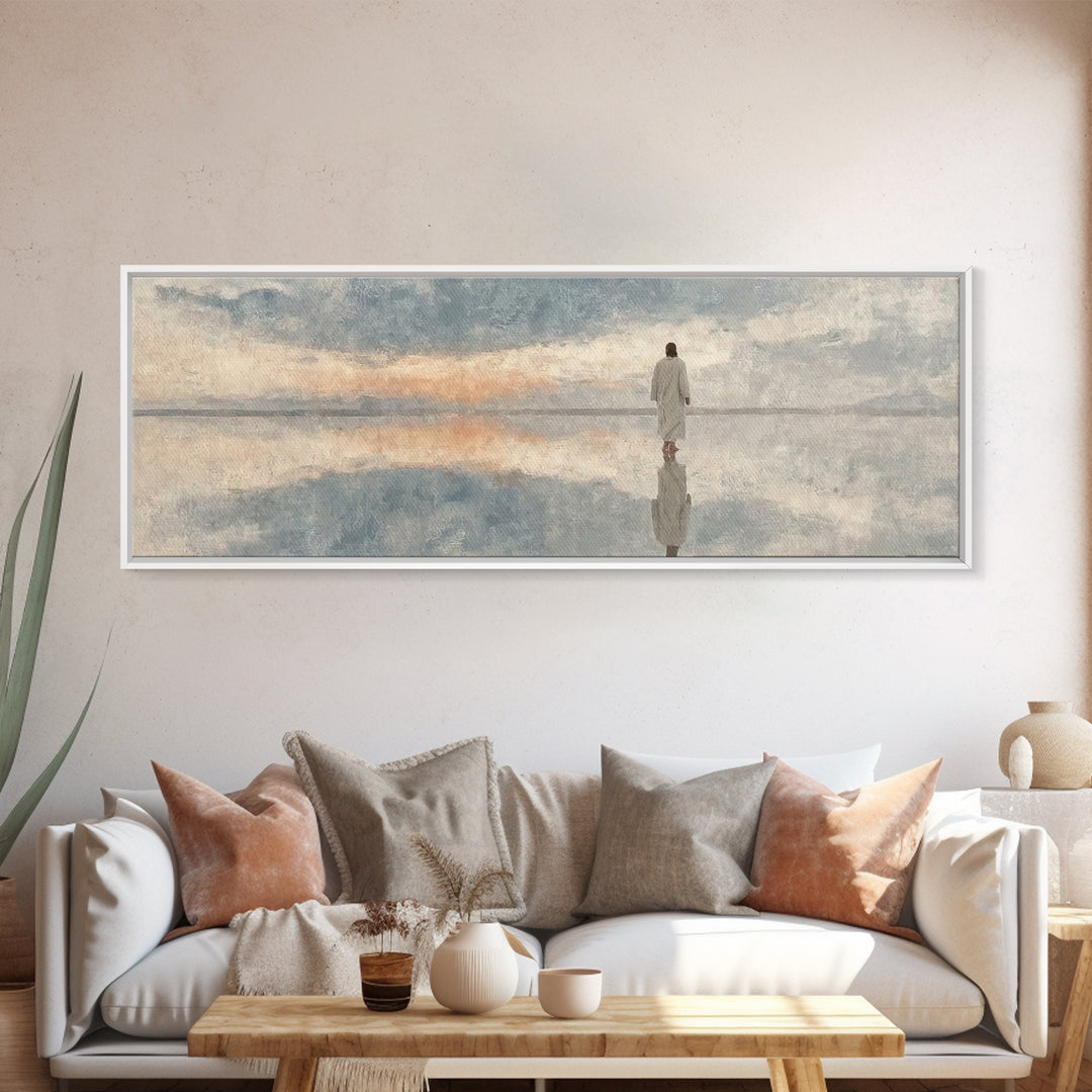 Walk Of Mercy - Framed Canvas Print - Panoramic Painting - Christian Art Canvas - Jesus Painting - Christian Wall Art - Modern Christian Ar