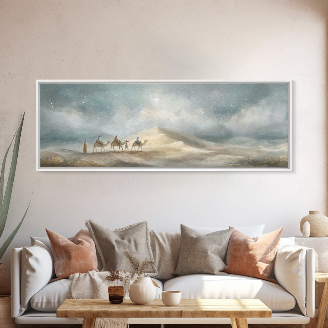 Holy Star Caravan – Framed Canvas Print – Christian Art Canvas – Panoramic Art – Christian Wall Art – Christmas Art – Jesus Art Print