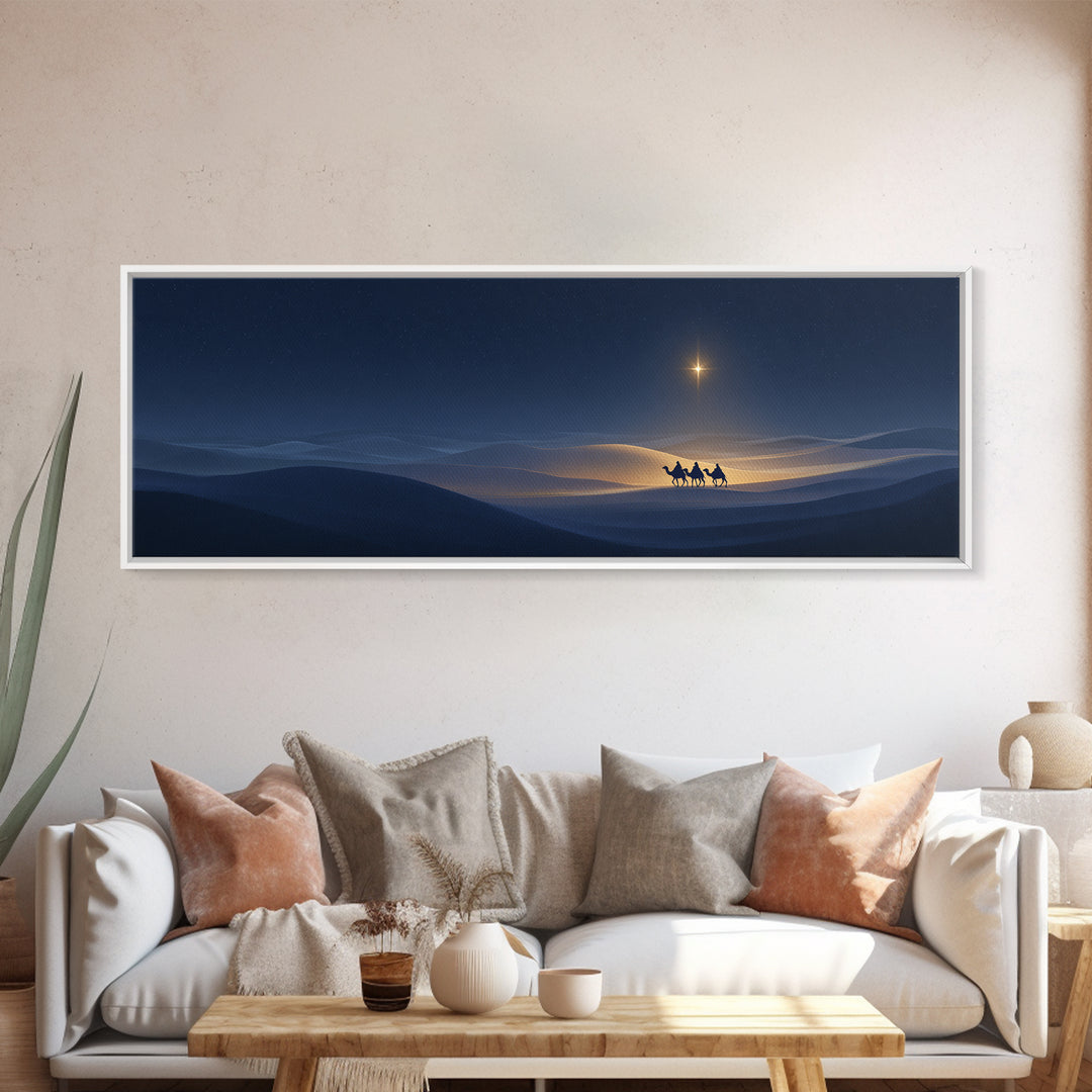 Night Journey | Framed Canvas Print | Christian Wall Art | Panoramic Painting | Christmas Art Prints | Christian Art Canvas | Christian Chr