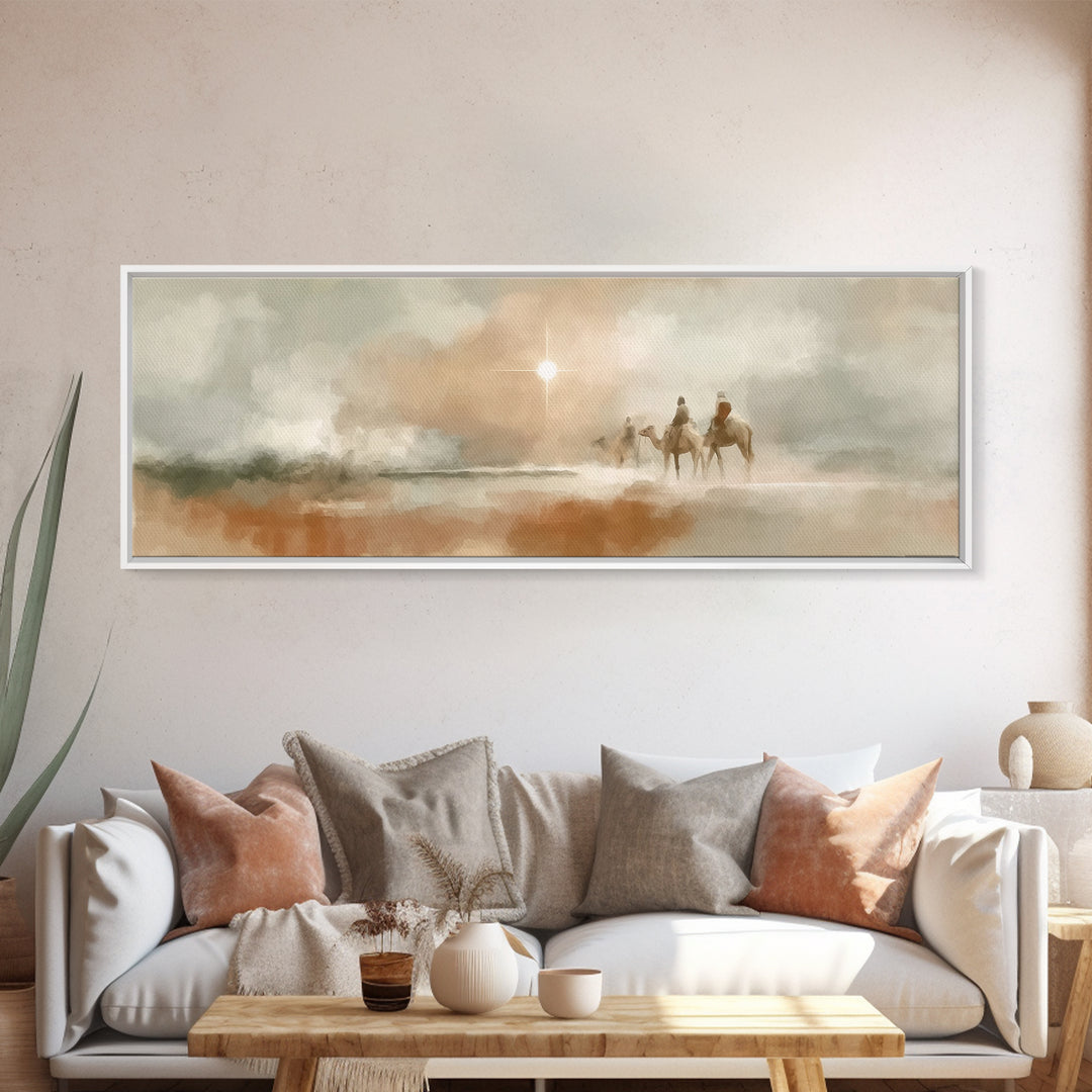 Holy Caravan | Framed Canvas Print | Christian Wall Art | Panoramic Frame | Christmas Art Work | Christian Art Canvas | Christian Christmas