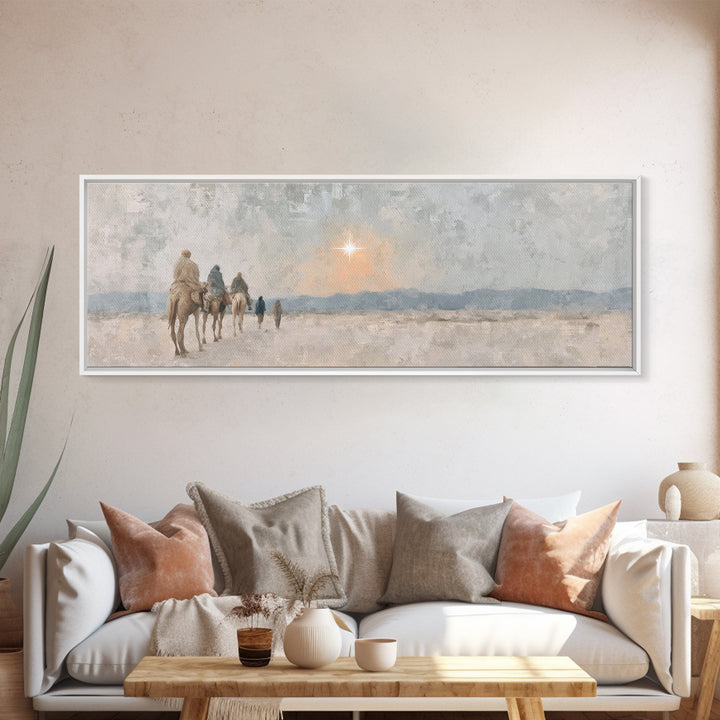Celestial Promise, Framed Canvas Print, Christian Art Canvas, Panoramic Print, Christmas Art, Christian Decor for Home, Christian Christmas