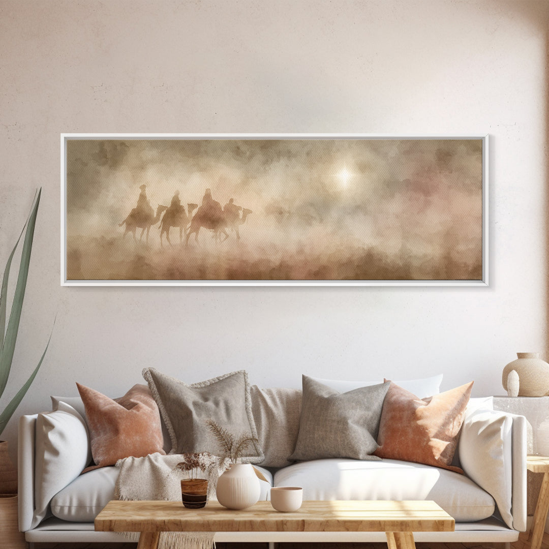 Sacred Path | Framed Canvas Print | Christian Christmas Art | Panoramic Art | Christian Art Canvas | Christmas Wall Art | Modern Christian