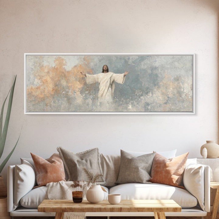 Light Of Mercy, Framed Canvas Print, Christian Art Canvas, Panoramic Wall Art, Modern Christian Art, Jesus Painting, Christian Wall Art