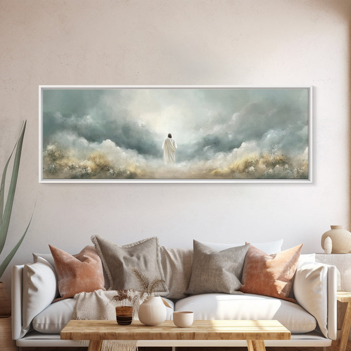 Heavenly Gathering | Framed Canvas Print | Christian Art Canvas | Panoramic Art | Christian Wall Art | Jesus Painting | Christian Art Print