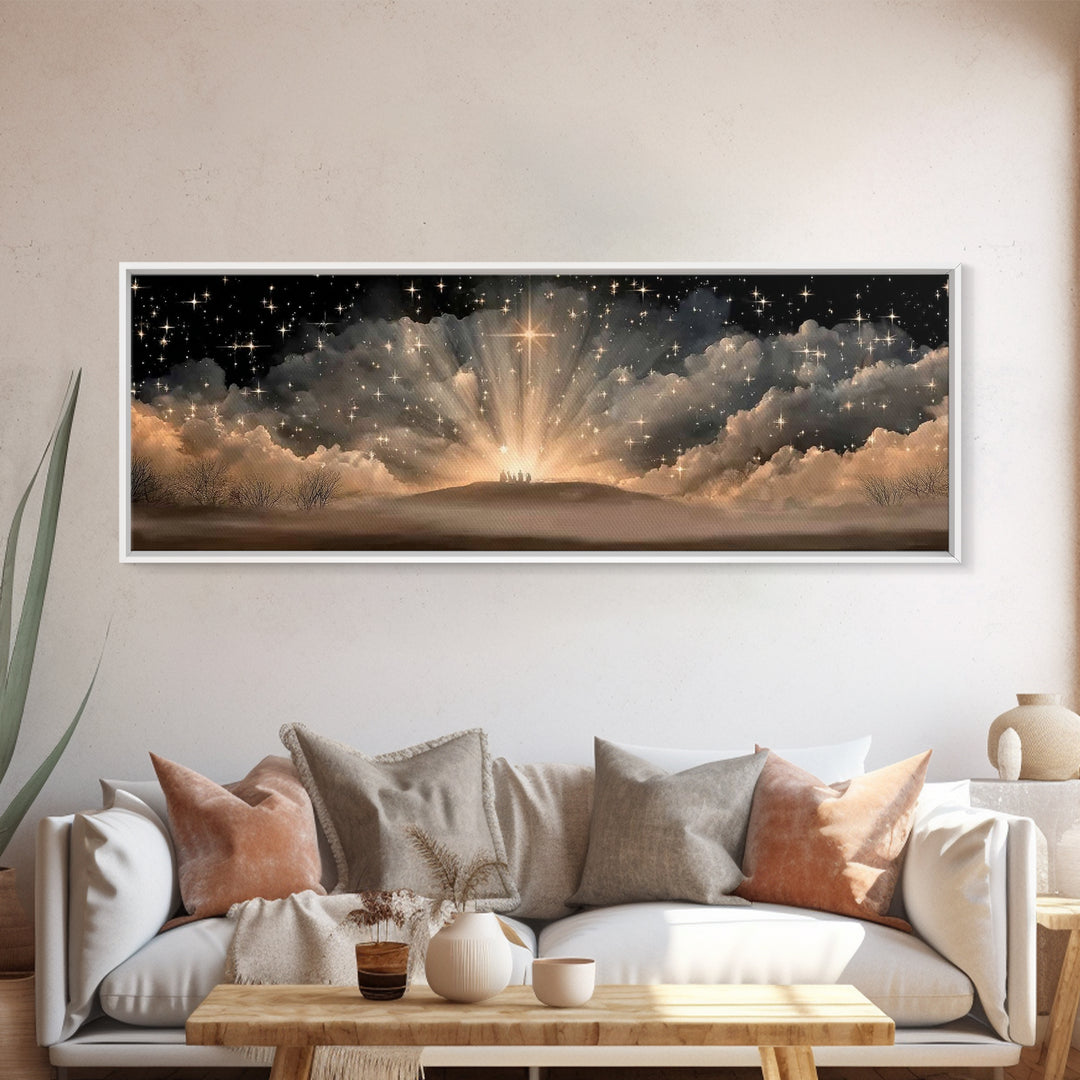 Star Of Promise, Framed Canvas Print, Christian Art Canvas, Panoramic Painting, Christmas Art, Christian Christmas Decor, Christian Wall Ar