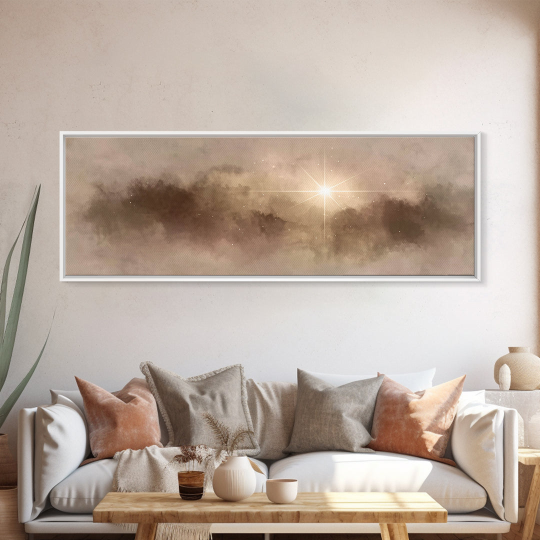Night Of Glory | Framed Canvas Print | Christian Art Canvas | Panoramic Wall Art | Christmas Art Prints | Christian Christmas Art | Christi