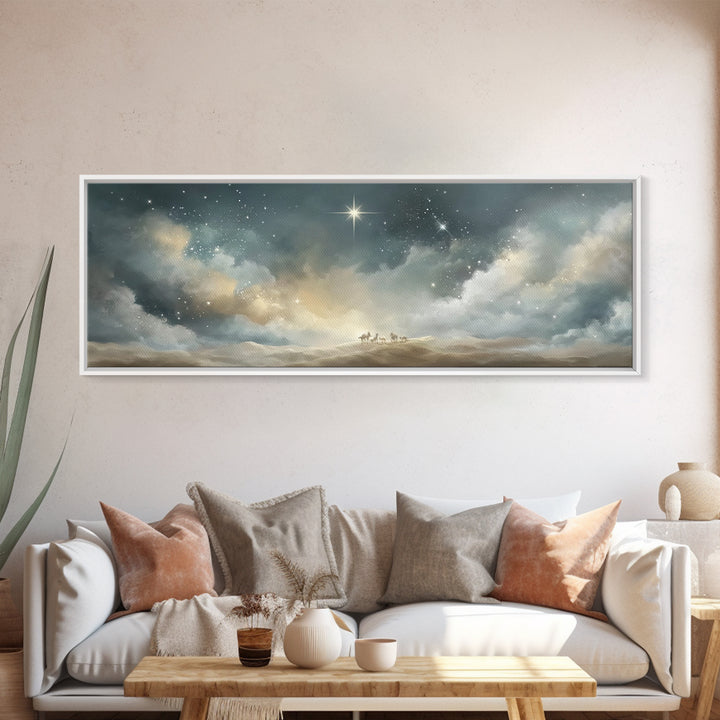 Divine Star – Framed Canvas Print – Christian Art Canvas – Panoramic Print – Christmas Wall Art – Christian Christmas Art – Christian Art P