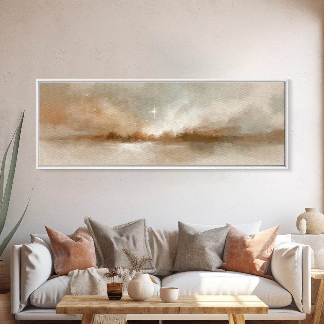 Guiding Dawn Star – Framed Canvas Print – Christian Wall Art – Christian Art Canvas – Panoramic Art – Christmas Art – Jesus Painting