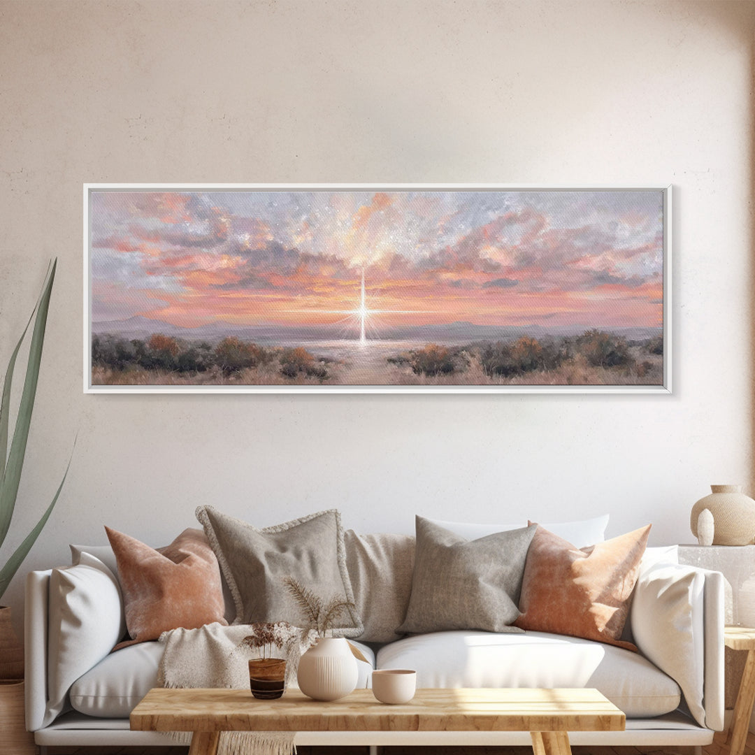 Radiant Bethlehem Sky | Framed Canvas Print | Christian Wall Art | Christian Art Canvas | Panoramic Painting | Christmas Art | Christian Gi