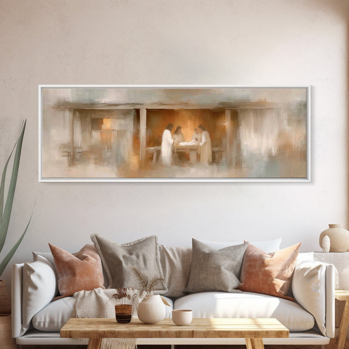 Stable Of Peace, Framed Canvas Print, Christian Wall Art, Christian Art Canvas, Panoramic Art, Christmas Art, Christian Christmas Decor