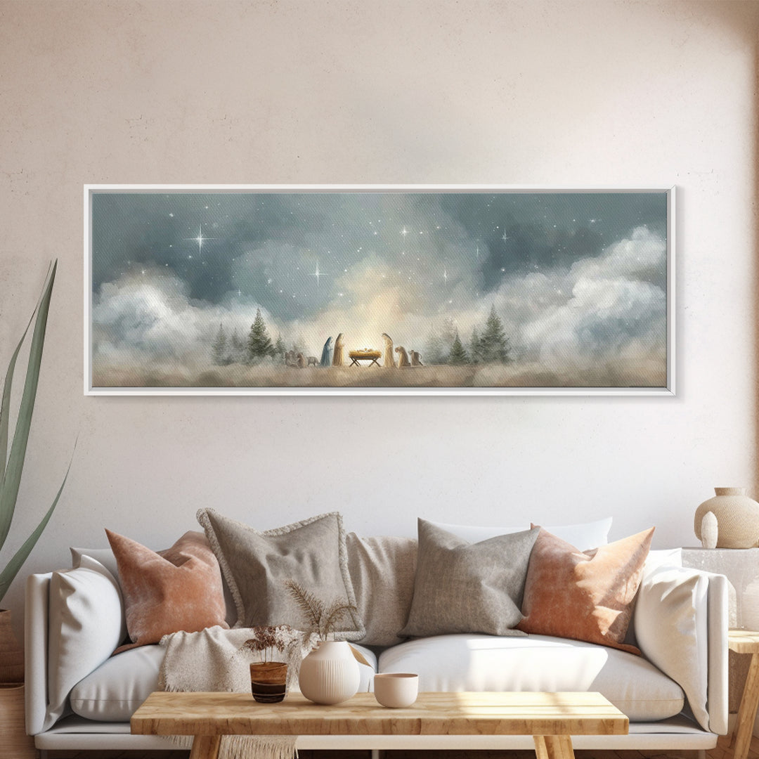 Star Of Winter Grace – Framed Canvas Print – Panoramic Art – Christian Wall Art – Christian Art Canvas – Christmas Art – Jesus Painting – C
