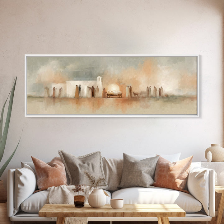 Bethlehem Evening Glow – Framed Canvas Print – Panoramic Frame – Christian Wall Art – Christian Art Canvas – Christmas Art – Christian Chri