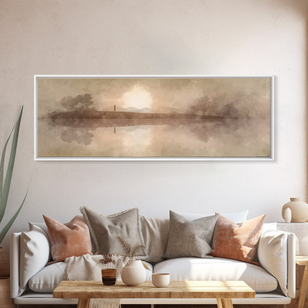 Sunset Ascension | Framed Canvas Print | Extra Wide Art | Christian Wall Art | Jesus Painting | Christian Art Canvas | Modern Christian Art