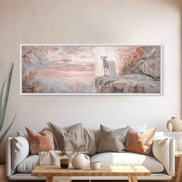 Silent Birth Grace | Framed Canvas Print | Christian Christmas Art | Christian Wall Art | Panoramic Art | Christian Art Canvas | Jesus Pain