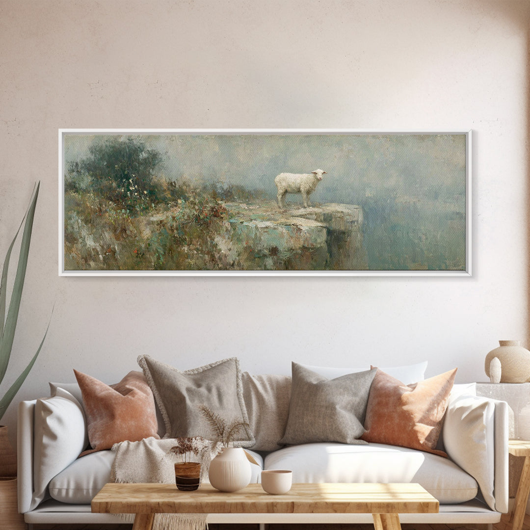 Lamb Of Mercy, Framed Canvas Print, Christian Art Canvas, Christian Wall Art, Panoramic Art, Christian Painting, Christian Decor