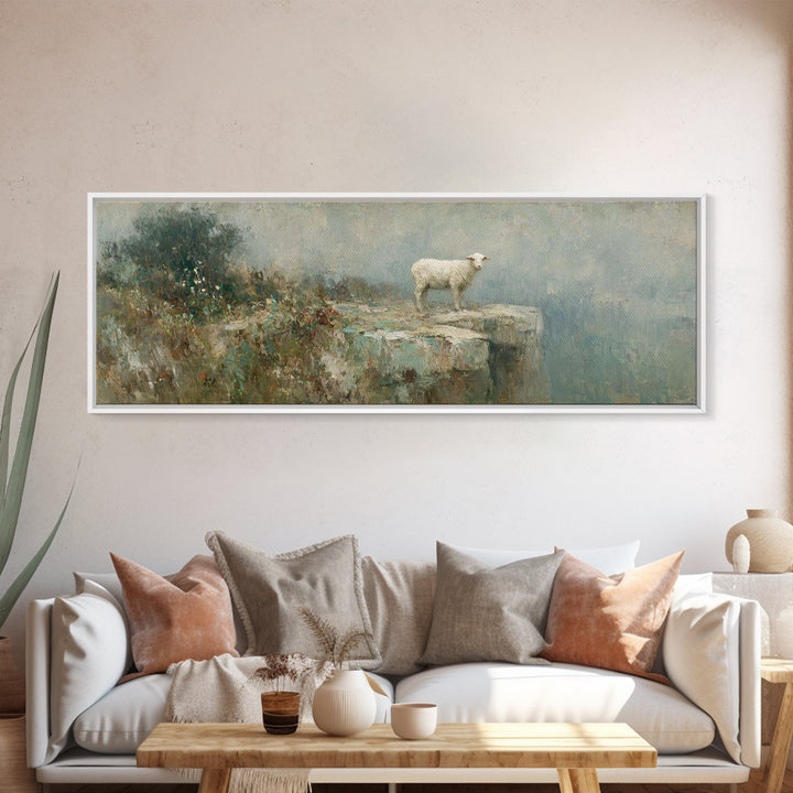 Lamb Of Mercy, Framed Canvas Print, Christian Art Canvas, Christian Wall Art, Panoramic Art, Christian Painting, Christian Decor