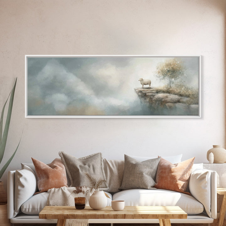 Heavenward Lamb – Framed Canvas Print – Christian Wall Art – Christian Art Canvas – Panoramic Wall Art – Christian Painting – Christian Dec