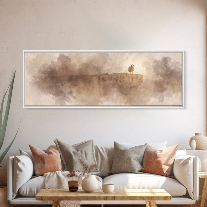The Lost Lamb – Framed Canvas Print – Christian Wall Art – Jesus Painting – Panoramic Art – Christian Art Canvas – Christian Decor