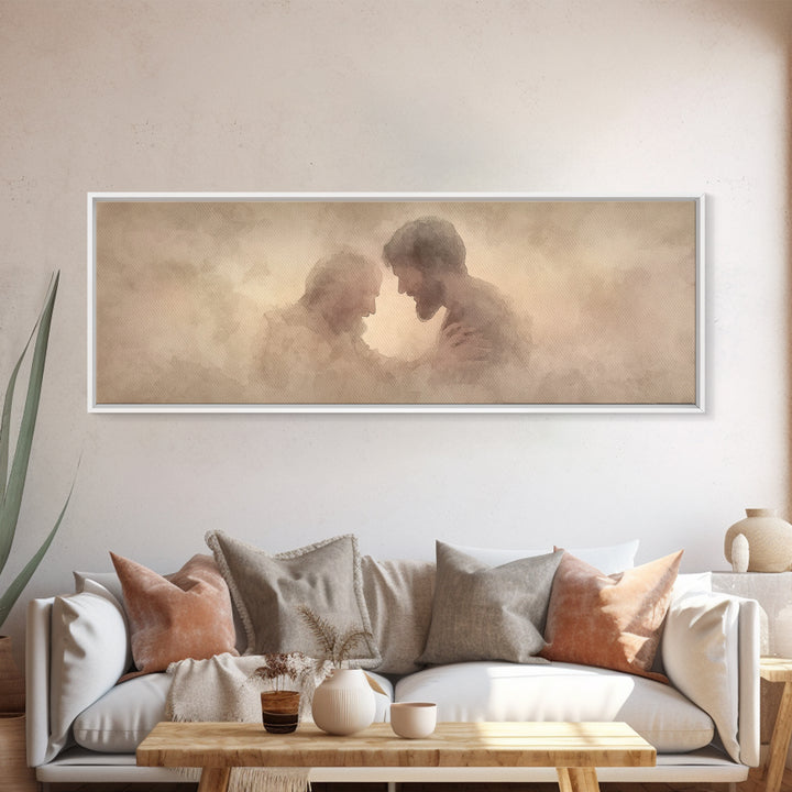 Healing Grace, Framed Canvas Print, Christian Art Canvas, Jesus Painting, Panoramic Wall Art, Christian Wall Art, Christian Gift