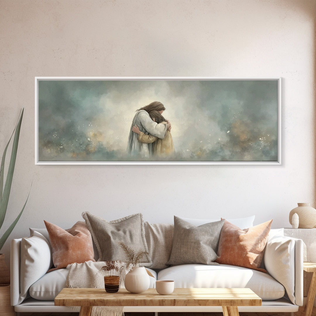 Guiding Mercy – Framed Canvas Print – Christian Wall Art – Jesus Painting – Panoramic Art – Christian Art Canvas – Christian Gift