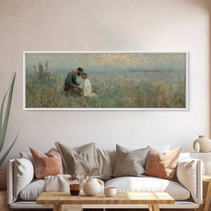 Evening Comfort, Framed Canvas Print, Christian Wall Art, Jesus Painting, Panoramic Frame, Christian Art Canvas, Christian Decor