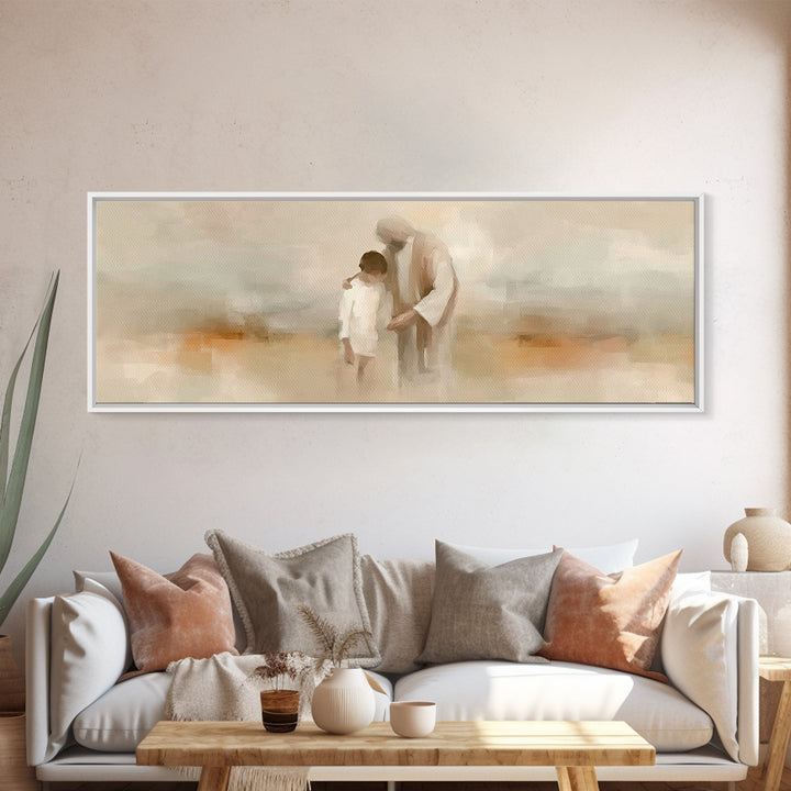 Quiet Devotion | Framed Canvas Print | Christian Art Canvas | Jesus Painting | Panoramic Wall Art | Christian Wall Art | Christian Gift