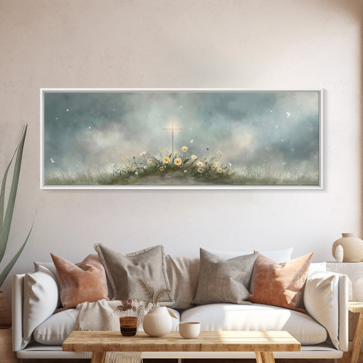Cross Of Peace – Framed Canvas Print – Christian Wall Art – Christian Art Canvas – Panoramic Wall Art – Christian Decor – Christian Gift