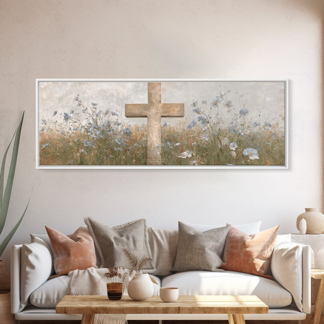Cross Of Renewal – Framed Canvas Print – Christian Art Canvas – Christian Wall Art – Panoramic Art – Christian Art – Christian Gift