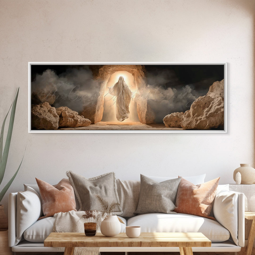 Sanctuary Gathering | Framed Canvas Print | Christian Wall Art | Christian Art Canvas | Panoramic Painting | Christian Art | Christian Gift