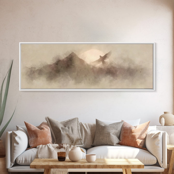 Promise Of The Dove | Framed Canvas Print | Panoramic Frame | Christian Wall Art | Christian Art Canvas | Modern Christian Art | Christian