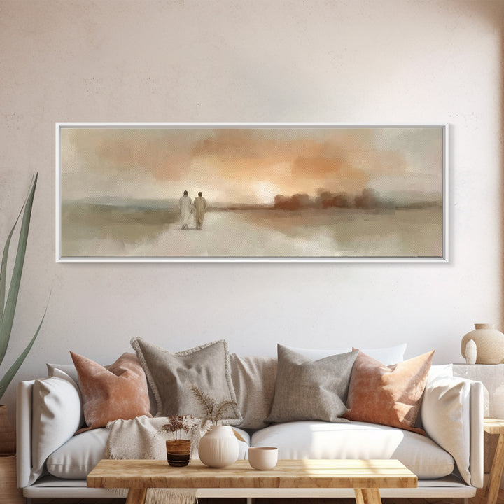 Emmaus Road Peace, Framed Canvas Print, Christian Wall Art, Christian Art Canvas, Jesus Painting, Extra Wide Art, Christian Gift Ideas