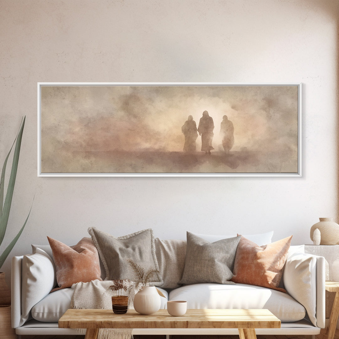 Sacred Walk Trio – Framed Canvas Print – Christian Wall Art – Christian Art Canvas – Panoramic Painting – Christian Christmas Art – Jesus P