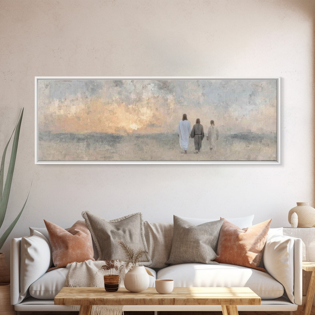 Twilight Disciples, Framed Canvas Print, Christian Wall Art, Christian Art Canvas, Panoramic Print, Christian Painting, Christmas Art